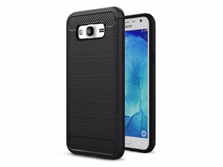 Samsung Galaxy J7 2015 Carbon Gummi Hülle TPU Case schwarz