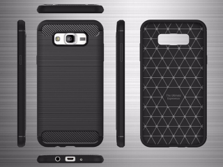 Samsung Galaxy J7 2015 Carbon Gummi Hülle TPU Case schwarz