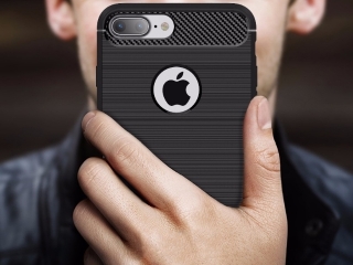 Apple iPhone 7 Plus Carbon Gummi Hülle TPU Case schwarz