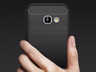 Samsung Galaxy A3 2017 Carbon Gummi Hülle TPU Case schwarz