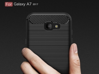Samsung Galaxy A7 2017 Carbon Gummi Hülle TPU Case schwarz