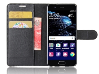Huawei P10 Lederhülle Portemonnaie Karten Etui schwarz