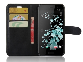 HTC U Play Lederhülle Portemonnaie Karten Etui schwarz