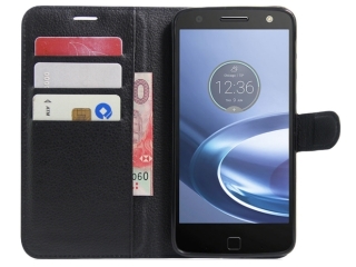 Lenovo Moto Z Lederhülle Portemonnaie Karten Etui schwarz