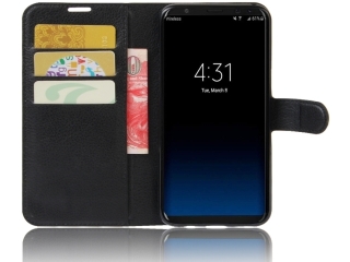 Samsung Galaxy S8 Lederhülle Portemonnaie Karten Etui schwarz