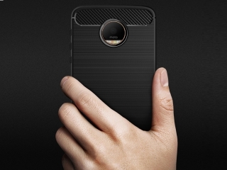 Lenovo Moto Z Carbon Gummi Hülle TPU Case schwarz