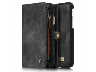 CaseMe iPhone SE 2022 Echtleder Portemonnaie Tasche Card Case schwarz