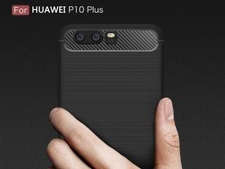 Huawei P10 Plus Carbon Gummi Hülle TPU Case schwarz