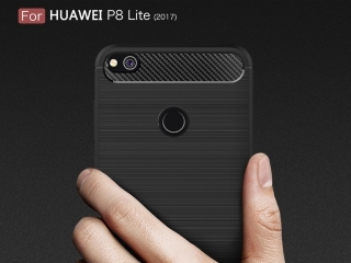 Huawei P8 Lite 2017 Carbon Gummi Hülle TPU Case schwarz