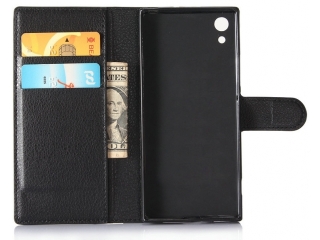 Sony Xperia XA1 Lederhülle Portemonnaie Karten Etui schwarz