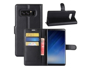 Ledertasche Samsung Note8 Portemonnaie Karten Schutzhülle schwarz