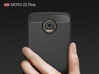Motorola Moto Z2 Play Carbon Gummi Hülle TPU Case schwarz