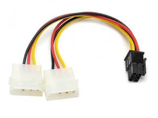 6-Pin Grafikkarten Stecker auf 2x 4-Pin Molex Power Kabel Adapter