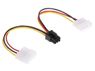 6-Pin Grafikkarten Stecker auf 2x 4-Pin Molex Power Kabel Adapter
