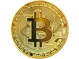 Bitcoin Münze Gold - vergoldete Bitcoin Symbol Münze (ohne Wert)