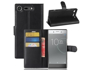 Sony Xperia XZ1 Compact Lederhülle Portemonnaie Karten Etui schwarz