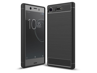 Sony Xperia XZ1 Compact Carbon Gummi Hülle TPU Case schwarz