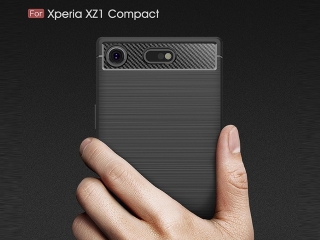Sony Xperia XZ1 Compact Carbon Gummi Hülle TPU Case schwarz