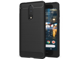 Nokia 8 Carbon Gummi Hülle TPU Case Cover flexibel schwarz