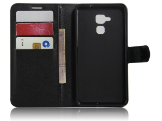 Honor 5C Lederhülle Portemonnaie Karten Etui schwarz