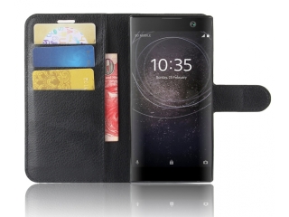 Sony Xperia XA2 Lederhülle Portemonnaie Karten Etui schwarz