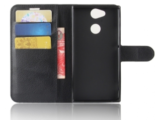 Sony Xperia XA2 Ultra Lederhülle Portemonnaie Karten Etui schwarz