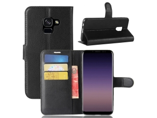 Ledertasche Samsung Galaxy A8 (2018) Portemonnaie Karten Hülle schwarz