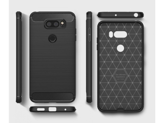 LG V30 Carbon Gummi Hülle TPU Case schwarz