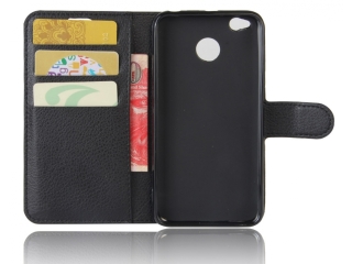 Xiaomi Redmi 4X Lederhülle Portemonnaie Karten Etui schwarz