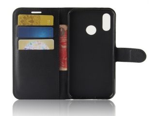 Huawei P20 Lite Lederhülle Portemonnaie Karten Etui schwarz