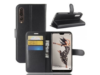 Huawei P20 Pro Ledertasche Portemonnaie Karten Schutzhülle schwarz