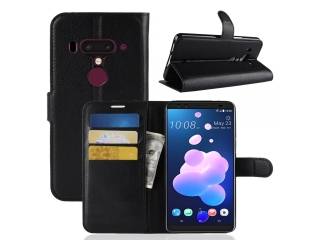 HTC U12+ Lederhülle Portemonnaie Karten Etui schwarz