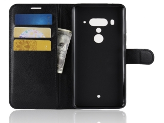 HTC U12+ Lederhülle Portemonnaie Karten Etui schwarz