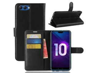 Honor 10 Lederhülle Portemonnaie Karten Etui schwarz