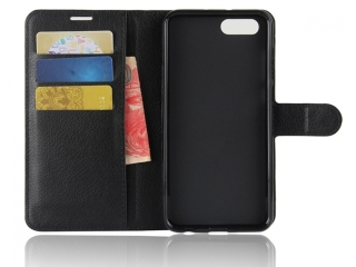 Honor 10 Lederhülle Portemonnaie Karten Etui schwarz