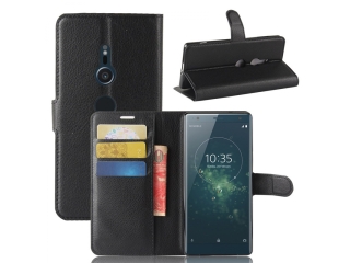 Sony Xperia XZ2 Lederhülle Portemonnaie Karten Etui schwarz