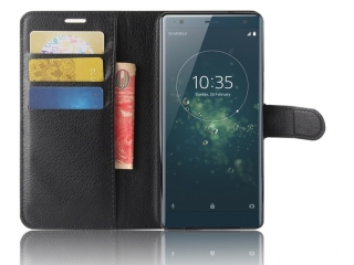 Sony Xperia XZ2 Lederhülle Portemonnaie Karten Etui schwarz