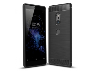 Sony Xperia XZ2 Carbon Gummi Hülle TPU Case schwarz