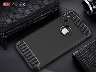 Apple iPhone XS Max Carbon Gummi Hülle TPU Case schwarz