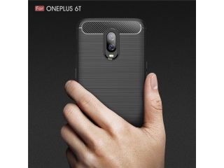 OnePlus 6T Carbon Gummi Hülle TPU Case schwarz