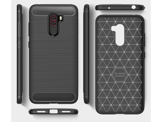 Xiaomi POCOPHONE F1 Carbon Gummi Hülle TPU Case schwarz