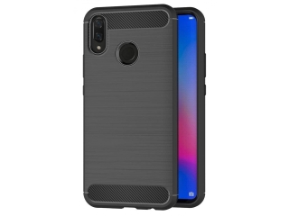 Huawei P Smart+ Carbon Gummi Hülle TPU Case schwarz