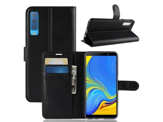 Samsung Galaxy A7 2018 Lederhülle Portemonnaie Karten Etui schwarz