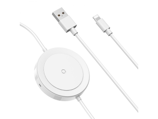 Baseus 2in1 Wireless Charger mit integriertem Lightning Kabel weiss