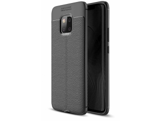 Huawei Mate 20 Pro Leder Design Gummi Hülle TPU Cover schwarz