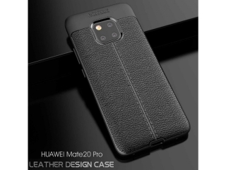 Huawei Mate 20 Pro Leder Design Gummi Hülle TPU Cover schwarz