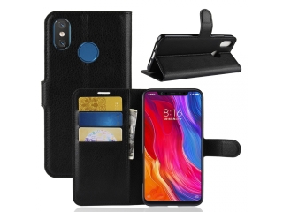 Xiaomi Mi 8 Lederhülle Portemonnaie Karten Etui schwarz