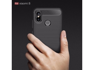 Xiaomi Mi 8 Carbon Gummi Hülle TPU Case schwarz