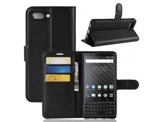 Blackberry Key2 Lederhülle Portemonnaie Karten Etui schwarz