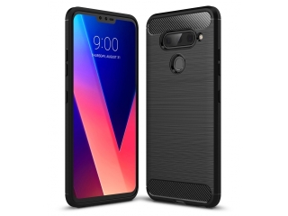 LG V40 ThinQ Carbon Gummi Hülle TPU Case schwarz